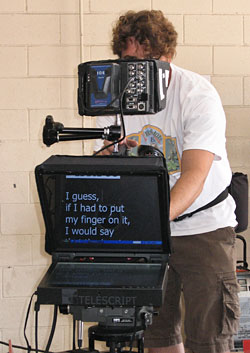 Our 15” prompter on a video shoot.