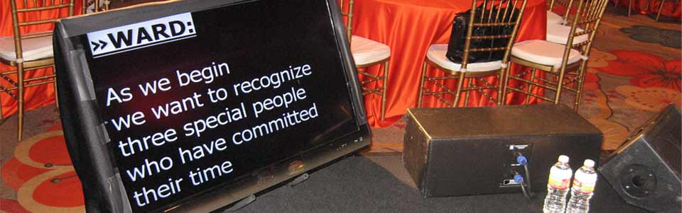 A downstage prompter monitor.