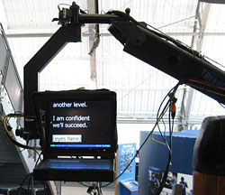 Our 15” prompter suspended high in the air.